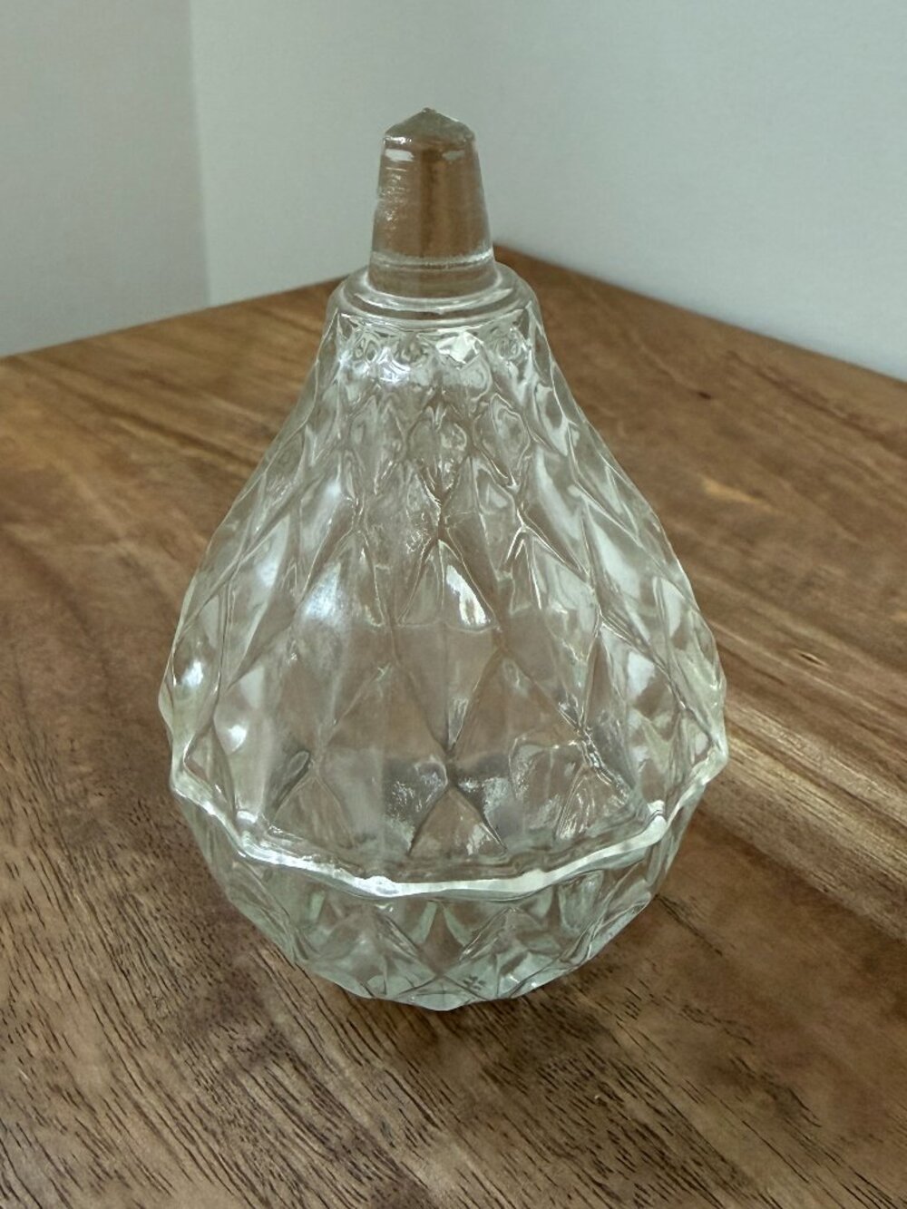 VINTAGE Clear Pressed Glass Pear Trinket Jar Jewelry Holder Lidded